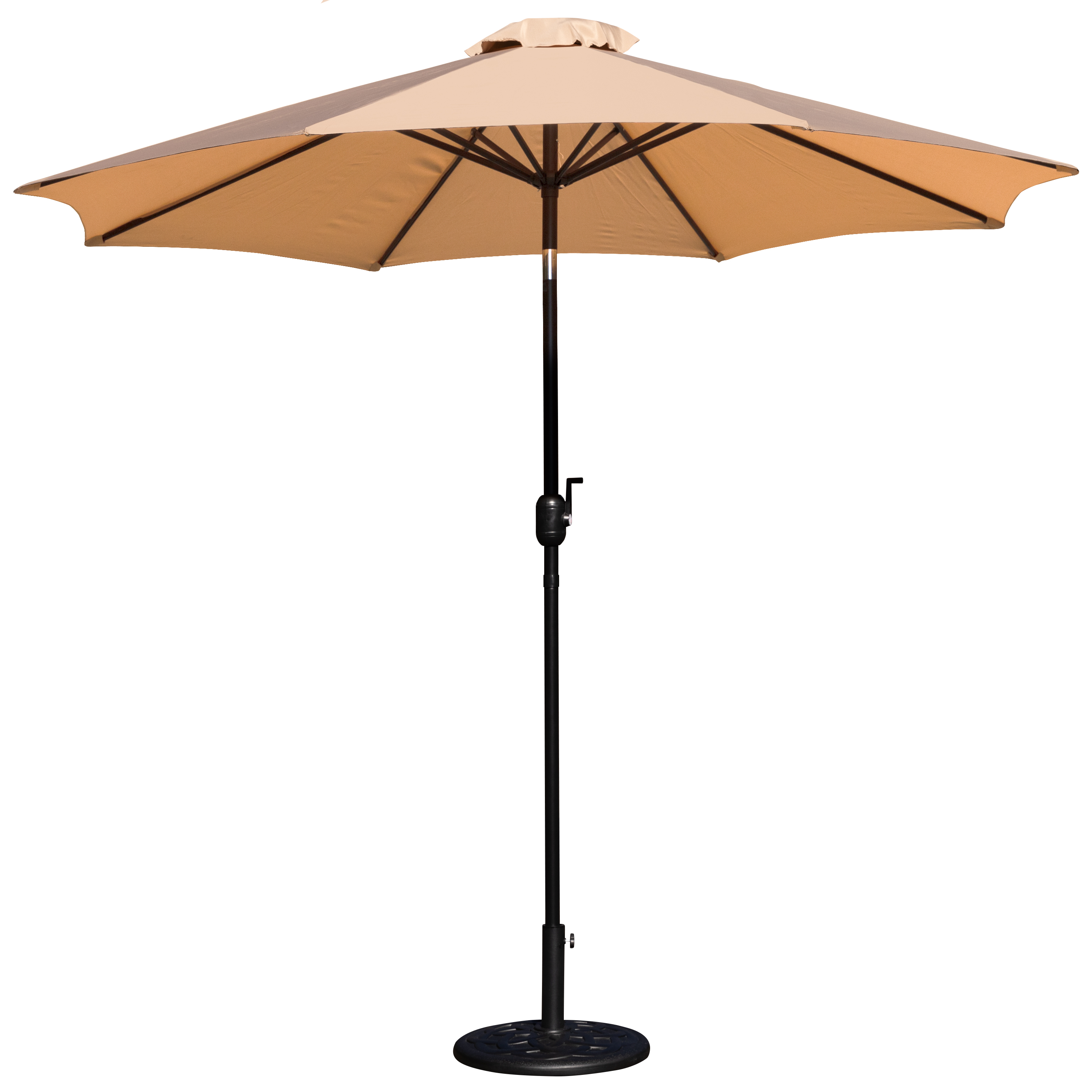 Flash Furniture GM-402003-UB19B-TAN-GG Tan 9 Ft. Round Umbrella - Crank and Tilt Function. Standing Umbrella Base