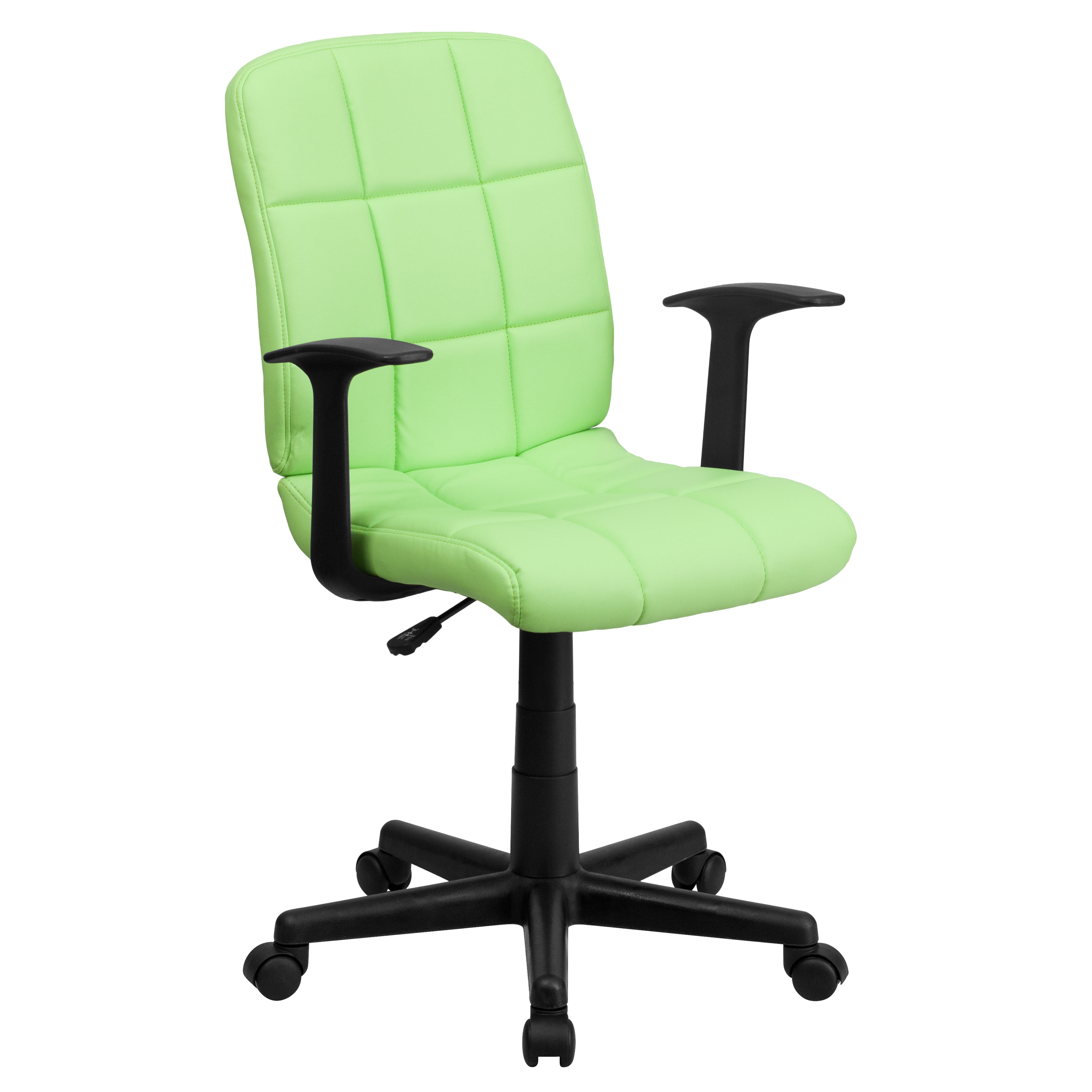 Flash Furniture GO-1691-1-GREEN-A-GG Mid-Back Green Quilted Vinyl Swivel Task Office Chair with Arms