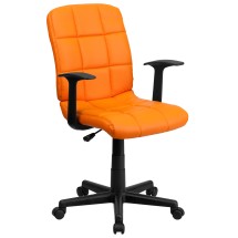 Flash Furniture GO-1691-1-ORG-A-GG Mid-Back Orange Quilted Vinyl Swivel Task Office Chair with Arms