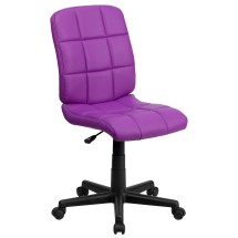 Flash Furniture GO-1691-1-PUR-GG Mid-Back Purple Quilted Vinyl Swivel Task Office Chair