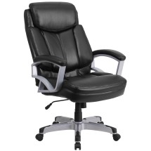 Flash Furniture GO-1850-1-LEA-GG Big & Tall 500 lb. Black LeatherSoft Executive Swivel Ergonomic Office Chair with Arms