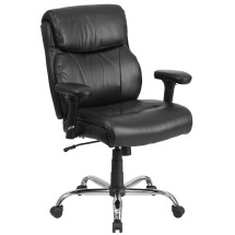 Flash Furniture GO-2031-LEA-GG Big & Tall 400 lb. Black LeatherSoft Ergonomic Task Office Chair with Arms