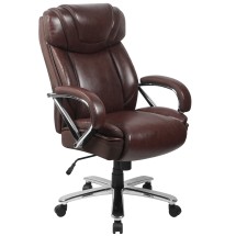 Flash Furniture GO-2092M-1-BN-GG Big & Tall 500 lb. Brown LeatherSoft Extra Wide Executive Swivel Ergonomic Office Chair