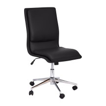 Flash Furniture GO-21111-BK-GG Mid-Back Armless Swivel Task Office Chair with LeatherSoft and Adjustable Chrome Base, Black