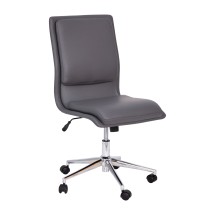 Flash Furniture GO-21111-GY-GG Mid-Back Armless Swivel Gray LeatherSoft Task Office Chair with Adjustable Chrome Base
