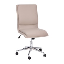 Flash Furniture GO-21111-TAUPE-GG Mid-Back Armless Swivel Taupe LeatherSoft Task Office Chair with Adjustable Chrome Base
