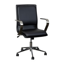 Flash Furniture GO-21111B-BK-CHR-GG Black Designer Executive LeatherSoft Office Chair with Brushed Chrome Base and Arms