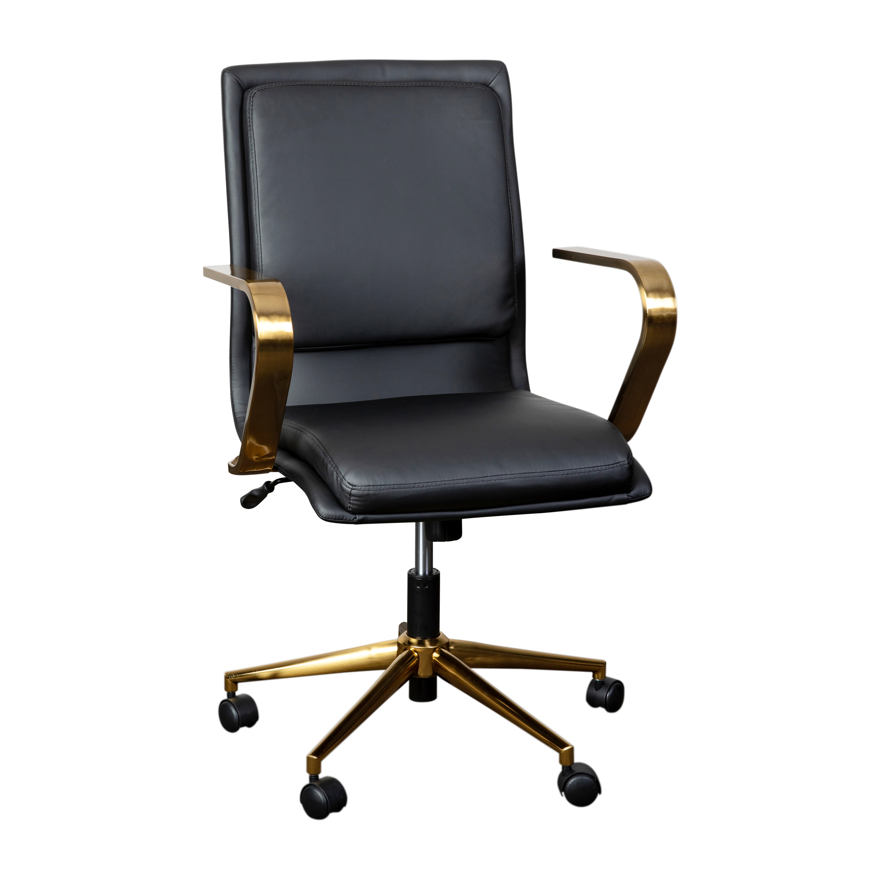 Flash Furniture GO-21111B-BK-GLD-GG Black Designer Executive LeatherSoft Office Chair with Brushed Gold Base and Arms