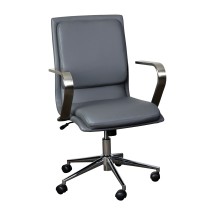 Flash Furniture GO-21111B-GY-CHR-GG Gray Designer Executive LeatherSoft Office Chair with Brushed Chrome Base and Arms