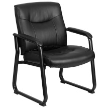 Flash Furniture GO-2136-GG Big & Tall 500 lb. Black LeatherSoft Executive Side Reception Chair with Sled Base