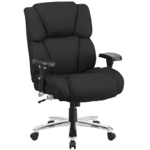 Flash Furniture GO-2149-GG HERCULES Series 24/7 Intensive Use Big & Tall 400 Lb. Capacity Black Fabric Executive Swivel Chair with Lumbar Support Knob