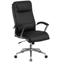 Flash Furniture GO-2192-BK-GG Black High Back LeatherSoft Executive Swivel Office Chair with Chrome Base and Arms