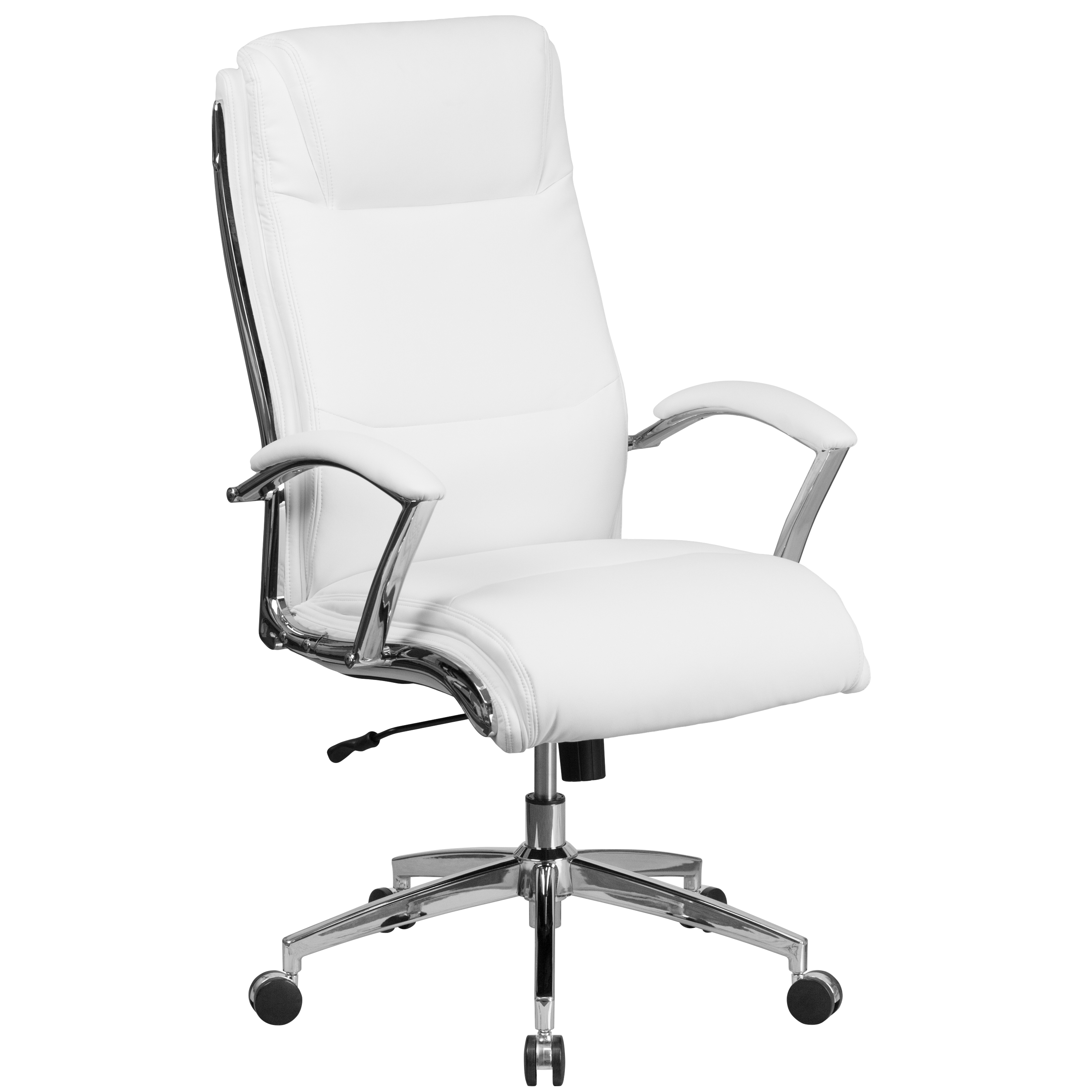 Flash Furniture GO-2192-WH-GG White High Back LeatherSoft Executive Swivel Office Chair with Chrome Base and Arms