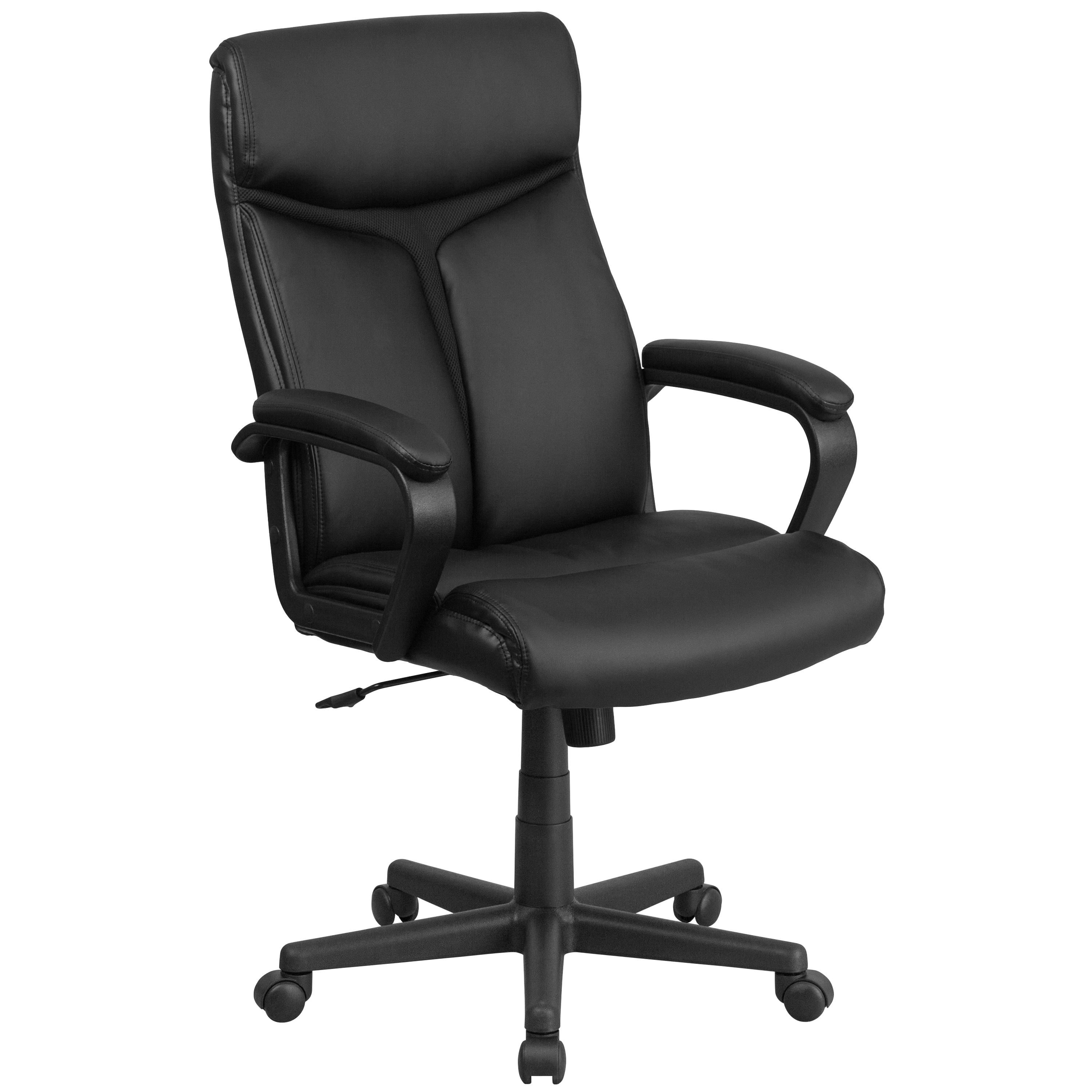 Flash Furniture GO-2196-1-GG Black High Back LeatherSoft Executive Swivel Office Chair with Arms