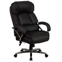 Flash Furniture GO-2222-GG Big & Tall 500 lb. Black LeatherSoft Executive Ergonomic Office Chair with Chrome Base and Arms