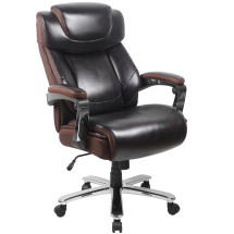 Flash Furniture GO-2223-BN-GG Big & Tall Brown LeatherSoft Executive Swivel Office Chair with Headrest and Wheels