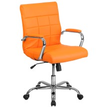 Flash Furniture GO-2240-ORG-GG Mid-Back Orange Vinyl Executive Swivel Office Chair with Chrome Base and Arms