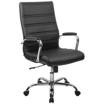 Flash Furniture GO-2286H-BK-GG High Back Black LeatherSoft Executive Swivel Office Chair with Chrome Frame and Arms