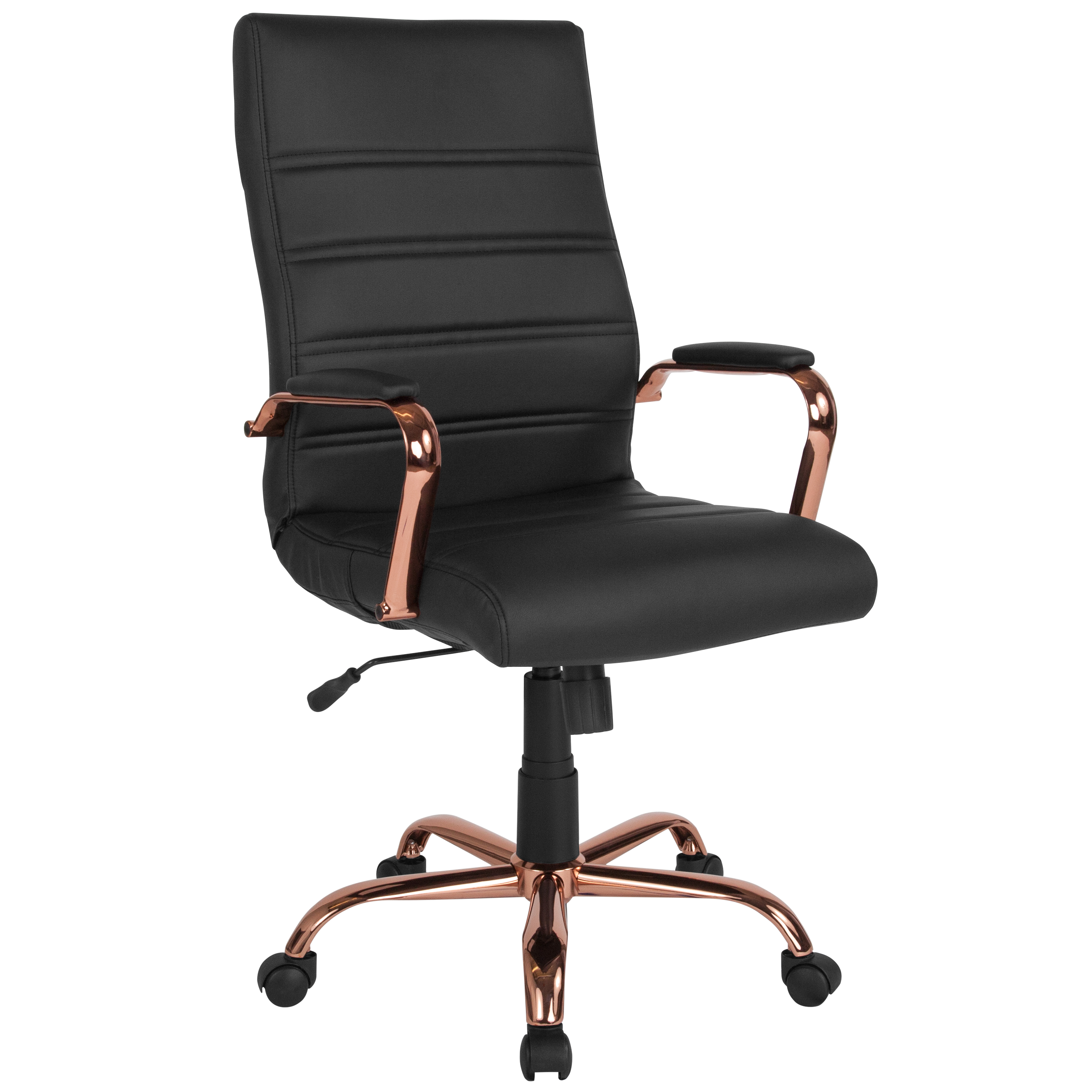 Flash Furniture GO-2286H-BK-RSGLD-GG High Back Black LeatherSoft Executive Swivel Office Chair with Rose Gold Frame and Arms
