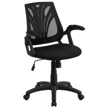 Flash Furniture GO-WY-82-GG Mid-Back Designer Black Mesh Swivel Task Office Chair with Open Arms