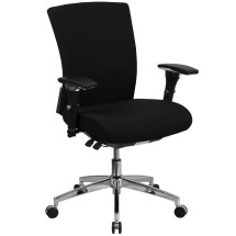 Flash Furniture GO-WY-85-6-GG Intensive Use 300 lb. Black Fabric Multifunction Ergonomic Office Chair with Seat Slider