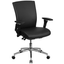 Flash Furniture GO-WY-85-7-GG Intensive Use 300 lb. Black LeatherSoft Multifunction Ergonomic Office Chair with Seat Slider
