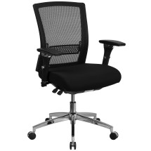 Flash Furniture GO-WY-85-8-GG Intensive Use 300 lb. Black Mesh Multifunction Ergonomic Office Chair with Seat Slider