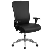 Flash Furniture GO-WY-85H-1-GG Intensive Use 300 lb. Black LeatherSoft Multifunction Ergonomic Office Chair with Seat Slider