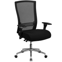Flash Furniture GO-WY-85H-GG Intensive Use 300 lb. Black Mesh Multifunction Ergonomic Office Chair with Seat Slider