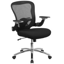 Flash Furniture GO-WY-87-2-GG Mid-Back Black Mesh Executive Swivel Chair with Height Adjustable Flip-Up Arms