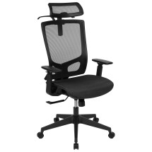 Flash Furniture H-2809-1KY-BK-GG Black Ergonomic Mesh Office Chair with Adjustable Arms