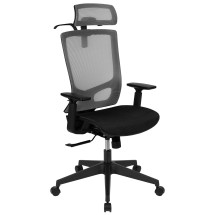 Flash Furniture H-2809-1KY-GY-GG Gray/Black Ergonomic Mesh Office Chair with Adjustable Arms