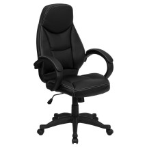 Flash Furniture H-HLC-0005-HIGH-1B-GG High Back Leather Contemporary Office Chair
