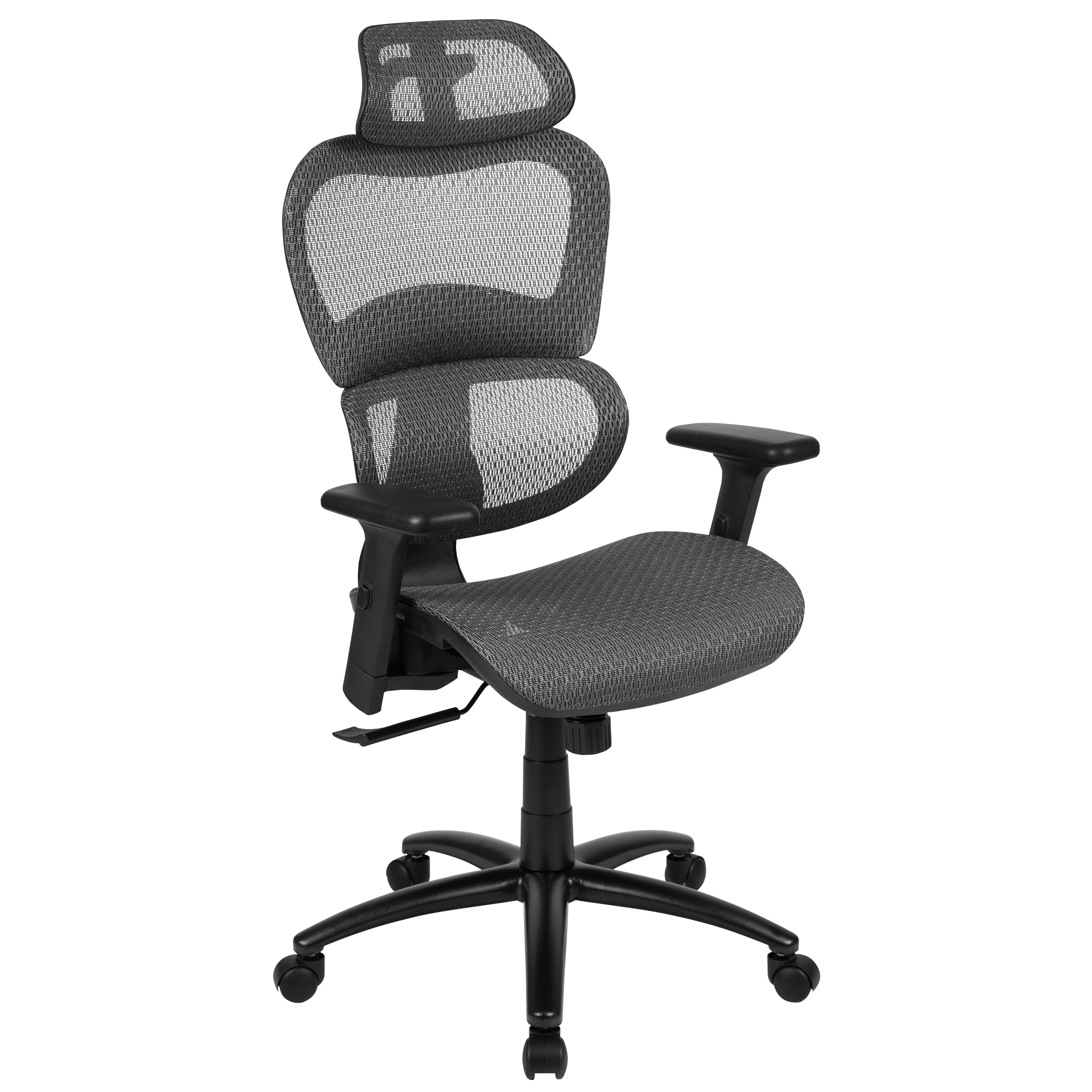 Flash Furniture H-LC-1388F-1K-GY-GG LO Gray Ergonomic Mesh Office Chair with 2-to-1 Synchro-Tilt, Headrest, Lumbar Support