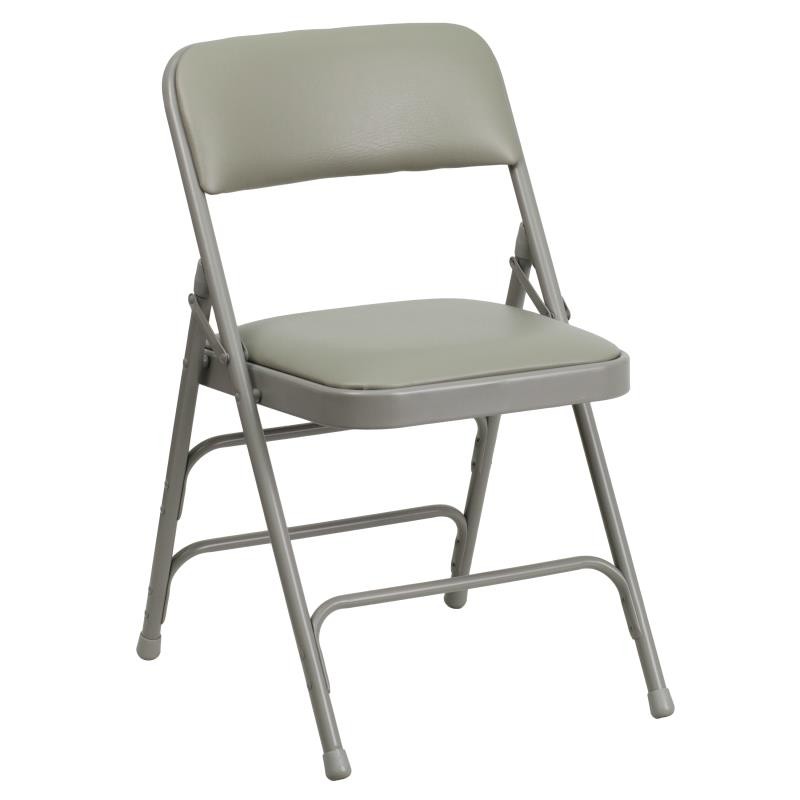 Flash Furniture HA-MC309AV-GY-GG Hercules Curved Triple Braced & Double Hinged Gray Vinyl Metal Folding Chair