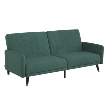 Flash Furniture HC-1044-GN-GG Emerald Velvet Split Back Sofa Futon Sleeper Couch with Wooden Legs