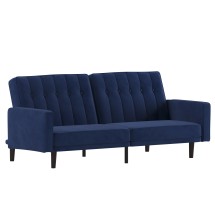 Flash Furniture HC-1060-NV-GG Navy Tufted Split Back Sofa Futon Sleeper Couch with Wooden Legs