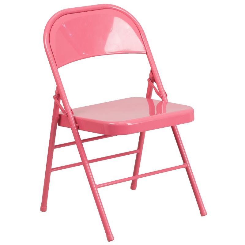 Flash Furniture HF3-PINK-GG Hercules Color burst Bubblegum Pink Triple Braced & Double Hinged Metal Folding Chair