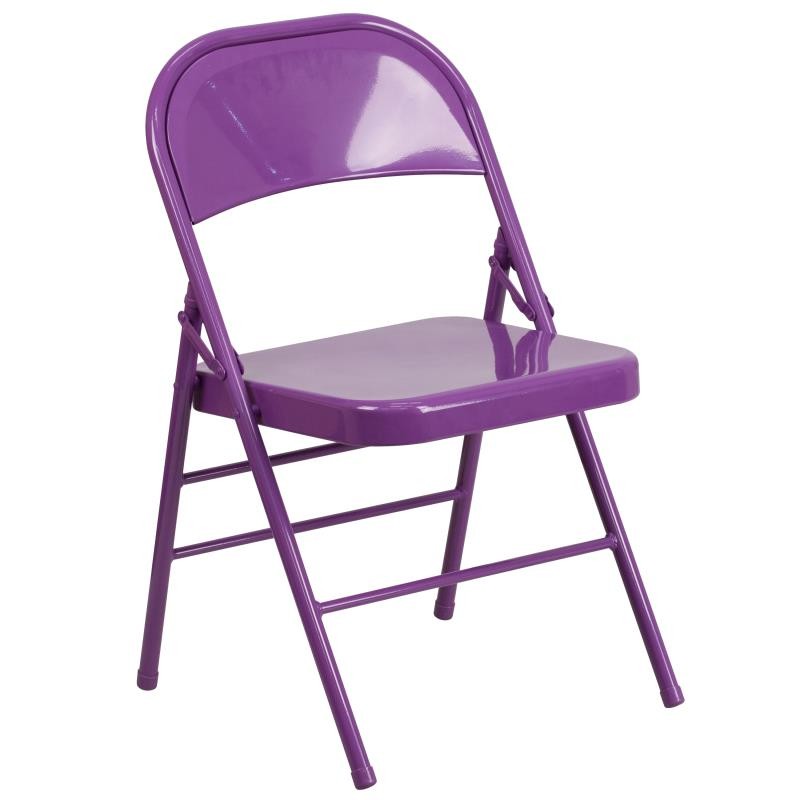 Flash Furniture HF3-PUR-GG Hercules Color burst Impulsive Purple Triple Braced & Double Hinged Metal Folding Chair