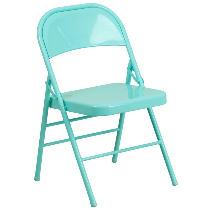 Flash Furniture HF3-TEAL-GG Hercules Color burst Tantalizing Teal Triple Braced & Double Hinged Metal Folding Chair