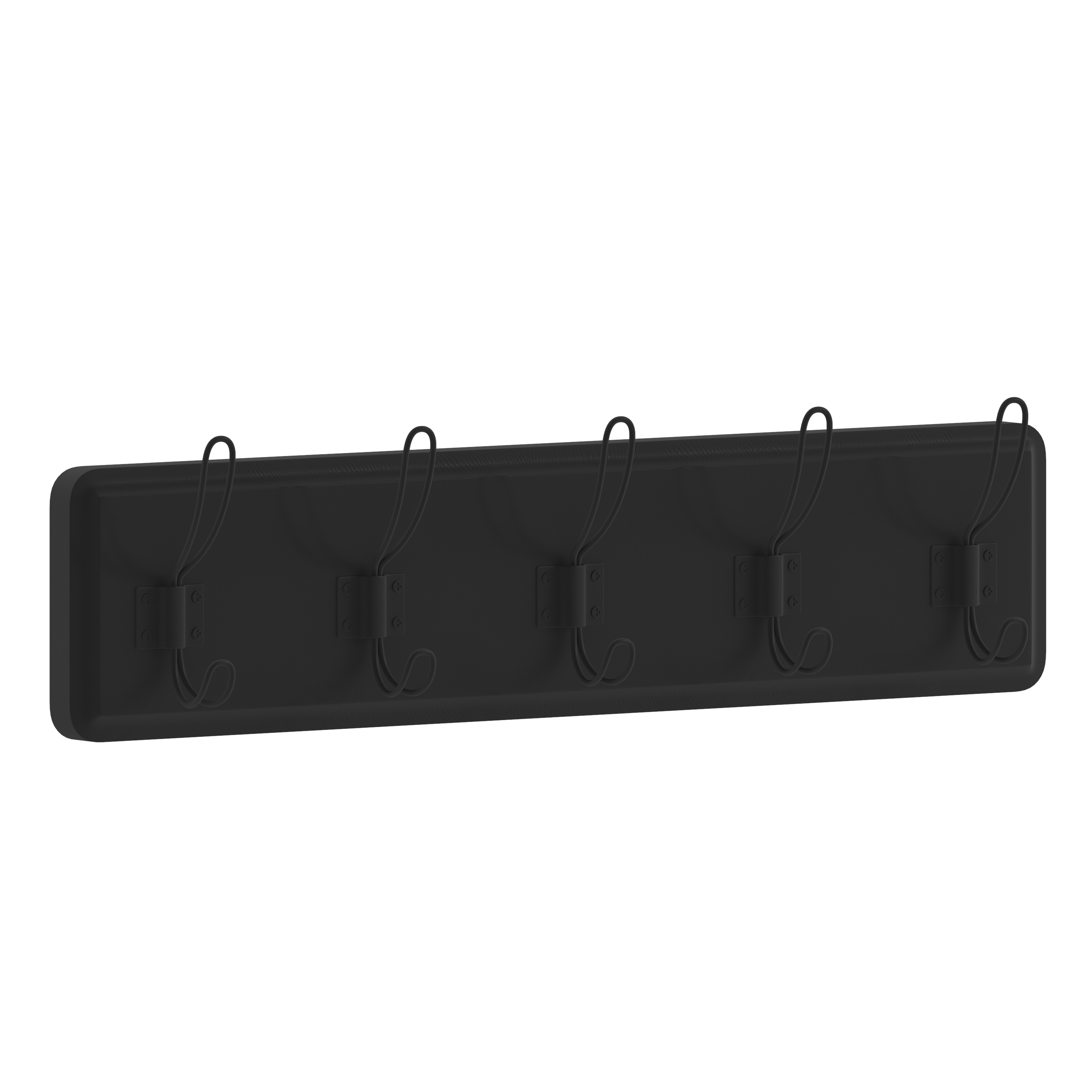 Flash Furniture HFKHD-GDI-CRE8-432315-GG Wall Mounted 24" Black Solid Pine Wood Storage Rack with 5 Hooks