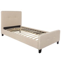 Flash Furniture HG-17-GG Twin Size Tufted Upholstered Platform Bed, Beige Fabric