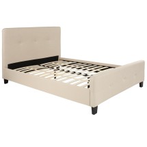 Flash Furniture HG-18-GG Full Size Tufted Upholstered Platform Bed, Beige Fabric