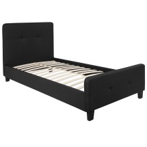 Flash Furniture HG-21-GG Twin Size Tufted Upholstered Platform Bed, Black Fabric
