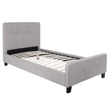 Flash Furniture HG-25-GG Twin Size Tufted Upholstered Platform Bed, Light Gray Fabric