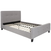 Flash Furniture HG-26-GG Full Size Tufted Upholstered Platform Bed, Light Gray Fabric