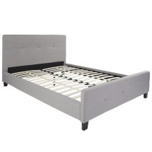 Flash Furniture HG-27-GG Queen Size Tufted Upholstered Platform Bed, Light Gray Fabric