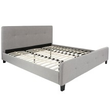 Flash Furniture HG-28-GG King Size Tufted Upholstered Platform Bed, Light Gray Fabric