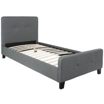 Flash Furniture HG-29-GG Twin Size Tufted Upholstered Platform Bed, Dark Gray Fabric
