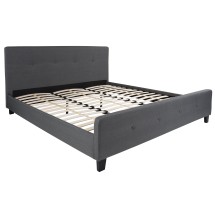 Flash Furniture HG-32-GG King Size Tufted Upholstered Platform Bed, Dark Gray Fabric